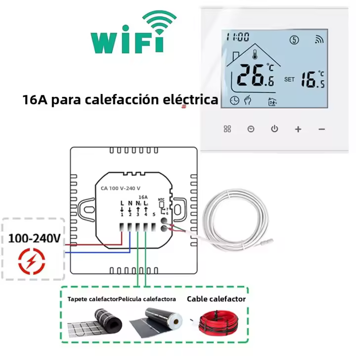 Termostato Inteligente WiFi Tuya Para Calefacción Eléctrica Y Agua/Gas Con Control Remoto Compatible Con Alexa Y Alice - 1