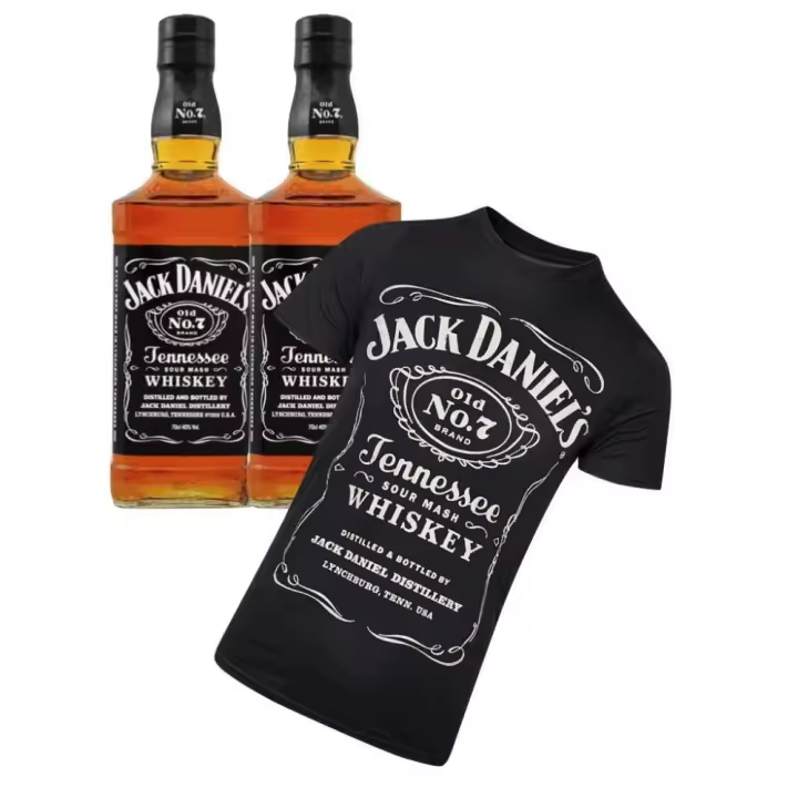 Pack 2 Botellas Jack Daniel´s 70cl. + Camiseta Jack Daniel´s  Estados Unidos  140 cl. 40.0º - 1