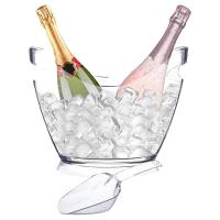 Cubeta De Hielo Transparente Con 2 Cucharas Y Mango Gran Cubeta De Refrescos Para Vino Y Champán Suministros Para Bar Para Reuniones Familiares - details 1