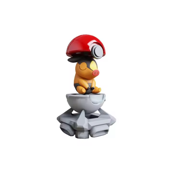 Figura Tepig en la Pokeball impresa en 3d Figura Tepig en la Pokeball Pokemon   Impreso en 3d - 1
