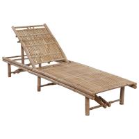 vidaXL Tumbona de jardín con cojín bambú Antracita, Gris, Crema Sillas de Exterior Ideal para jardín, playa, piscina, terraza Tumbona Piscina Tumbonas Playa Tumbonas Jardín Exterior - details 9