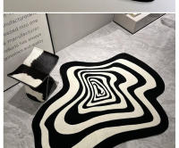 Carpet Irregular Para Sala De Estar Y Dormitorio Decoración Moderna Alfombra Negra Y Blanca Máquina Lavable Estilo Clásico - details 10