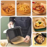 OstarkDom100 piezas de forros desechables antiadherentes de papel para freidora de aire, tapetes cuadrados a prueba de aceite para freidoras, hornos de cocina y horneado - details 2