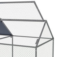 PawHut Jaula para Animales Pequeños Parque para Mascotas de Acero con 1 Puerta Superior y 1 Tela Superior de Anti-UV para Exterior Jardín 198x100x120 cm Plata - details 7