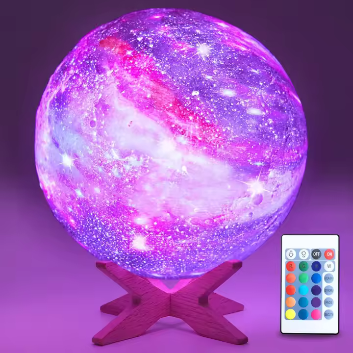 Lámpara de luna de 5,9 pulgadas, luz nocturna para niños, lámpara de galaxia, 16 colores, con batería recargable, control táctil y remoto, para regalos - 1