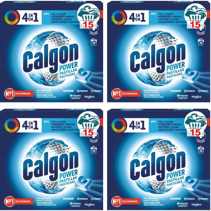 CALGÓN Powerball Pastillas 4 en 1 - Antical para la Lavadora, Elimina Olores y Suciedad, en formato pastillas - Pack AHORRO 60 Pastillas (4x15 pastillas) - 1