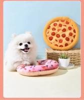 Juguete Para Perros Pizza Y Donut De Peluche Para Entrenamiento De Mascotas Y Masticar Accesorios De Dientes Material De Fleece - details 0
