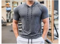 Sudadera De Carrera Para hombreQuick Drying Muscle Shirt Con Capucha Corta Para Gimnasio Y Entrenamiento Deportivo - details 2