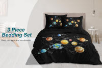 Juego De Cama Galaxia Planetario 3 Piezas Cubierta De Edredón Tema Astronómico Para Adolescentes Poliéster Moderno Para Todas Las Estaciones - details 0