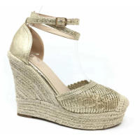 Sandalias Mujer Cuña Alpargatas Tacón Dorados Plataforma Alto Suela Esparto Casual Primavera Verano 2024 - details 0