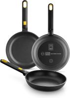 Daily Pro Set 3 sartenes Aluminio fundido 20-24-28 cm antiadherentes tricapa sin PFOA, Aptas para todo tipo de cocina E inducción, Color Negro Y Amarillo - details 0