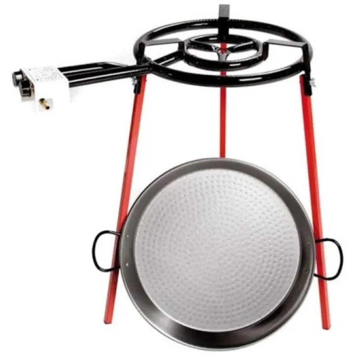 Set paellero y paella, incluye quemador 40cm y 2 fuegos. Paellera de 46cm con patas, para 12 raciones. Apto para butano y propano, MODELO Q400. Perfecto para jardín, verano y celebraciones familiares. Disponible pack tubo de goma, abrazadera y alcachofa - 1