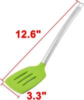 Espátula para panqueques con puntos de silicona y mango de acero inoxidable verde - details 3
