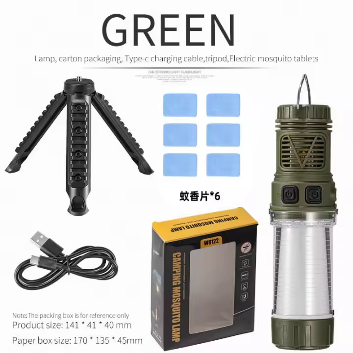 Nueva luz LED repelente de mosquitos para acampar, luz de tienda de campaña al aire libre multifunción magnética portátil con carga tipo C - 1