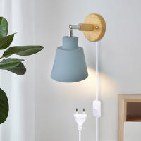 Nordic Wall light Indoor DIY E27 Wooden 6 Colors EU/UL Plug 350° Wall lamps For Living room Bedroom Aisle Sconce Fixtures Decov - details 5