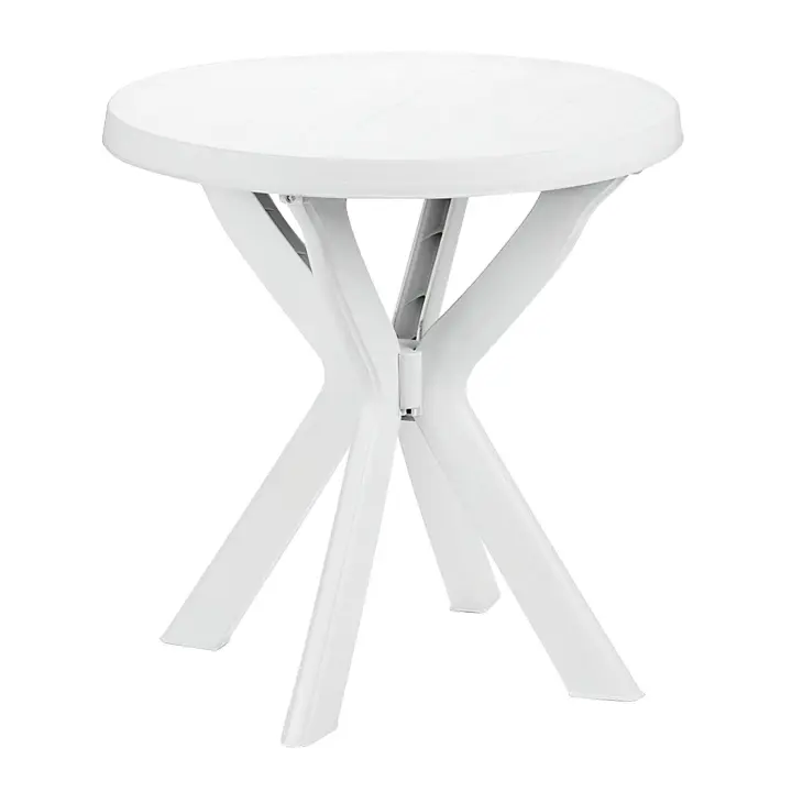 Ipae-Progarden Mesa de Resina Blanca Redonda Ø 70 X 72 Cm - Ideal para Jardín, Playa, Terraza, Patio y Balcón - 1