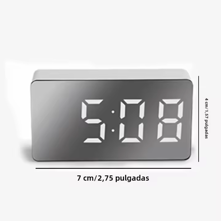 Reloj De Mesa Con Espejo LED Blanco Mostrador De Tiempo Luz Nocturna USB Alarma Decoración Para El Hogar Digital Moderno - 1