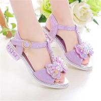 Sandalias Planas Para Niñas Princesa Vestido Lazo Moda Zapatos De Verano Antideslizantes Talla Verdadera Material PU Suave Cierre Hebilla - details 5