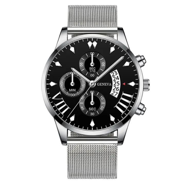 Reloj Masculino de Acero con Calendario y 3 Subesferas - Estilo Moderno Profesional - Impermeable hasta 50M - 1