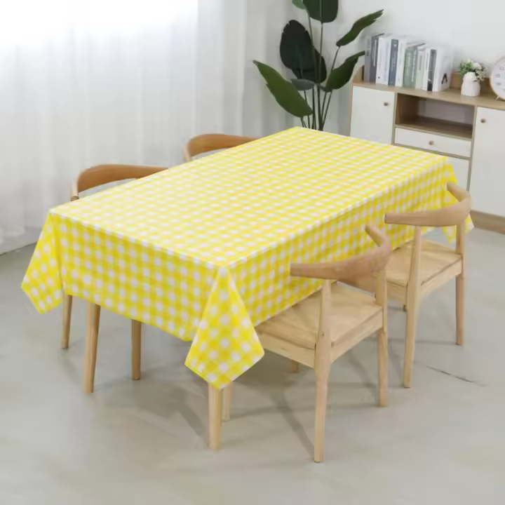 Mantel rectangular PEVA Mantel desmontable 137x274cm Cuadros Amarillo - 1