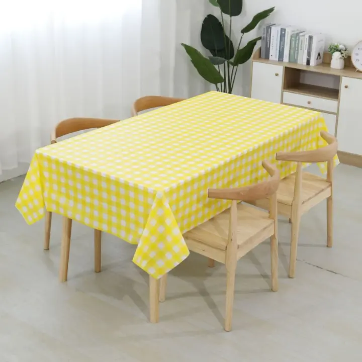 Mantel rectangular PEVA Mantel desmontable 137x274cm Cuadros Amarillo - 1