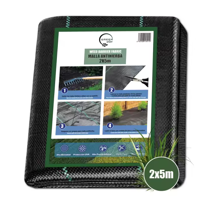 GREEN GOF Malla Antihierbas Premium 130g/m² - Ultra Resistente. Varios Tamaños. Alta Estabilización UV, Permeable y Transpirable - Protección contra Las Malas Hierbas. Geotextil para Jardín y Terraza. - 1