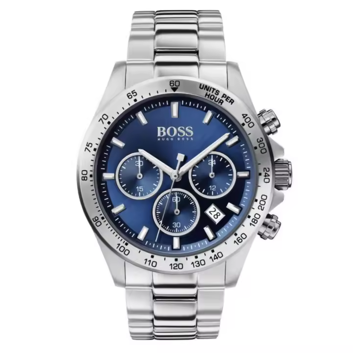 Hugo Boss Reloj analógico de cuarzo para hombre con brazalete de Plateado 1513755 , diámetro 43 mm - 1