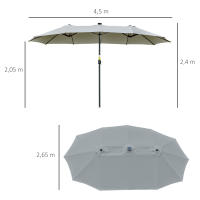 Outsunny Sombrilla Doble de Jardín con 48 Luces LED Solar 450x265x240 cm Parasol Grande de Exterior con Manivela Protección Solar para Terraza Balcón Piscina - details 2