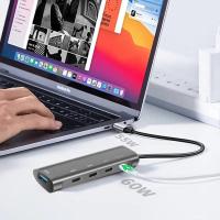 HUB USB-C A PD HUB 5 en 1. Adaptador USB-C1 USB 3.0, 3 interfaces de transmisión de datos tipo C y 1 entrada de carga tipo C  PD60W，USB-C Macho a 4 Adaptadores de Concentrador Hembra USB-C para MacBook Pro,XPS,PC，etc - details 2