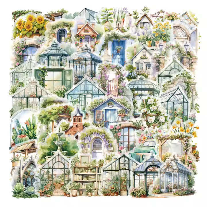50PCS Pegatinas Creativas De Jardín Pequeñas Y Frescas Para Decoración PET Estuche De Teléfono Móvil a Prueba De Agua Adhesivo De Plástico - 1