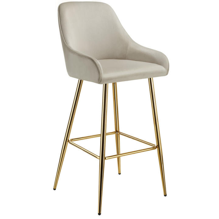 TECTAKE - Taburete Alto con Respaldo, Acolchado, Reposapiés, Tejido Fácil De Cuidar, Patas De Acero, Pies Antideslizantes, Altura Ajustable, Silla Cocina o Bar, Banqueta