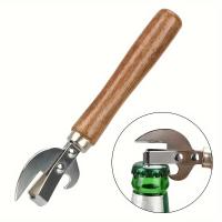 Abrigo De Lata Multifuncional De Madera Y Acero Inoxidable 1pc Manija De Madera Abrebotellas Y Abrelas De Cerveza Para El Hogar - details 5
