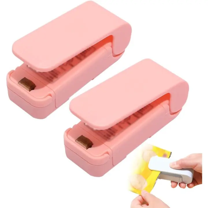 Mini selladora de bolsas, mini máquina selladora portátil, nueva mini selladora de bolsas manual (2025) con imán, reselladora portátil para bolsas de plástico, chips y almacenamiento de alimentos (2 unidades - 1