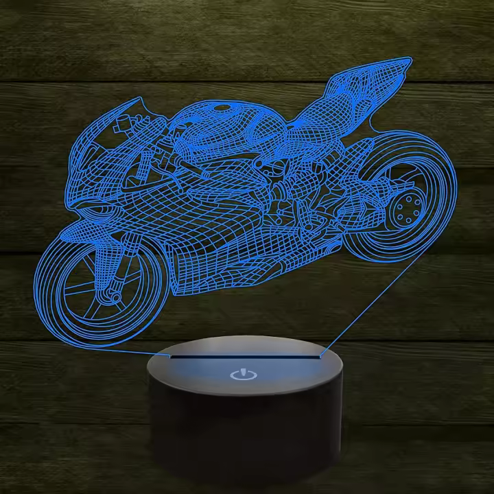 Lámpara De Noche Motocicleta 3D Nighdn Con Control Remoto Lámpara LED Para Decoración De Habitación De Niños Regalo Creativo Para Niños Y Hombres - 1