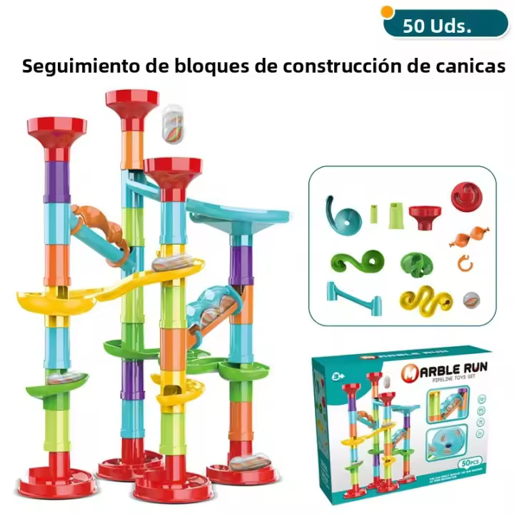 Juego De Carreras De Bolas Con Catapultas Y Bloques De Construcción Para Niños Juguetes Educativos De Cuentas Y Plástico Regalo Ideal Para Edad 14+ - 1