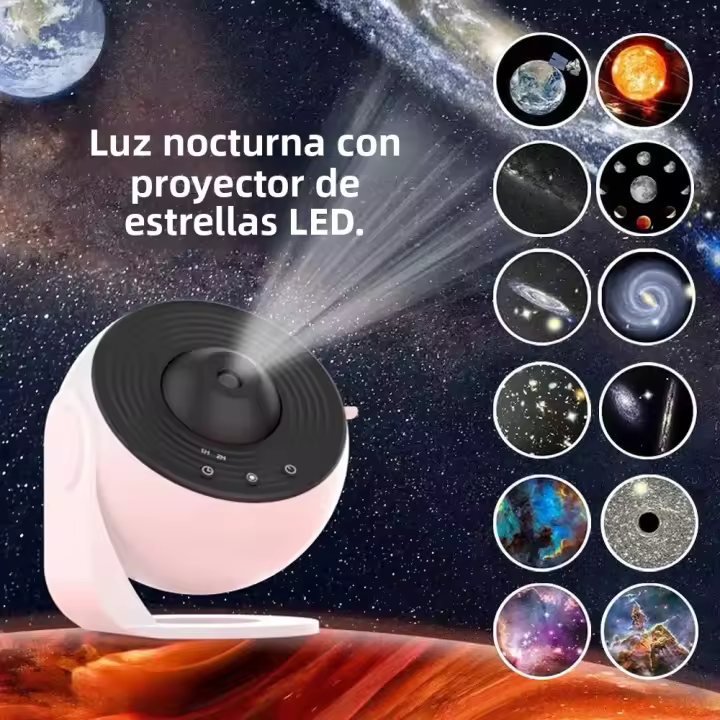 Proyector De Estrellas 360° Luz Nocturna Galaxia Rotativa Lámpara Planetaria Para Habitación De Niños Regalo De San Valentín Boda Decoración - 1