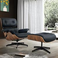 EU Stock TY307 Classic Recliner Light Acid Branch Armchair Black Cowhide Black Big Head Foot Deck Chair 360° Swivel Lounge Chair Furniture Genuine Leather Recliner Chair Modern Lounge Chair with Ottoman for Home Living Room Office (Black) - details 7