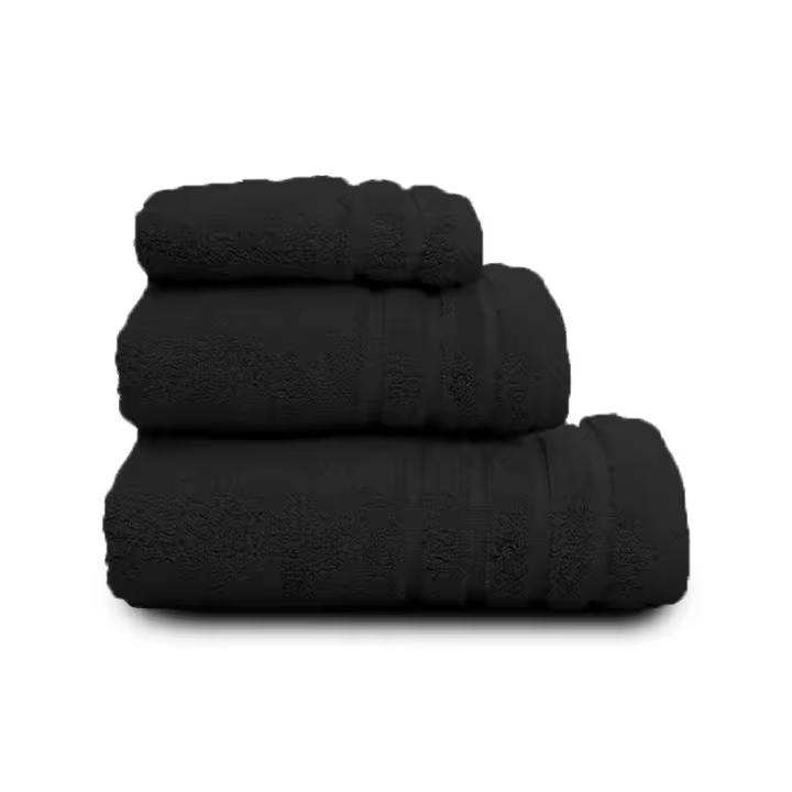 Juego Toallas Baño 500 Gr LISO - Rizo 100% Algodón - Pack 3 Piezas (Tocador+Lavabo+Ducha). Color Negro - Sedalinne - 1
