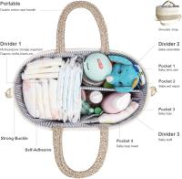 Organizador de pañales para Bebe, cesta de almacenamiento portátil de Algodón con Cuerda, cesta de baño con compartimientos intercambiables, Gift para recién nacidos - details 2