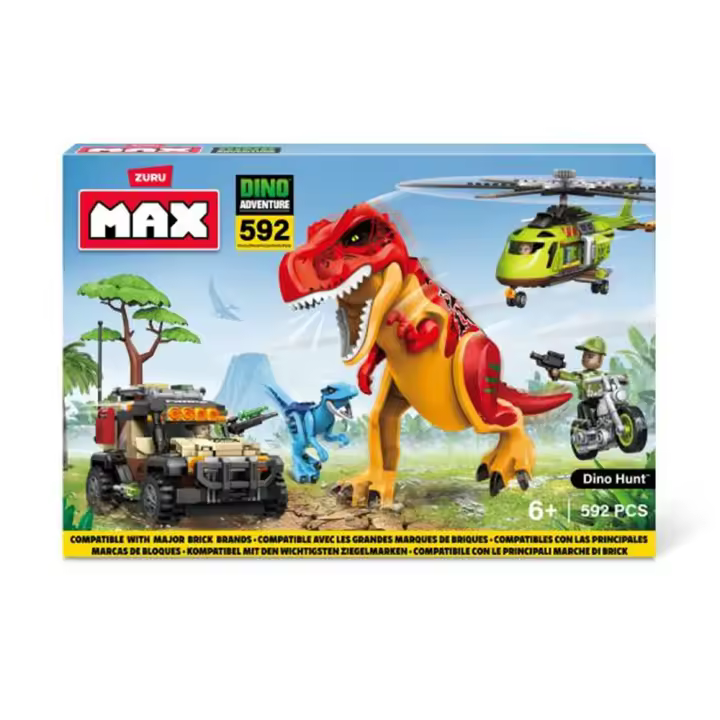 Juego de construcción Max Dino con figuras, dinosaurios y accesorios (571 piezas) 33x48'3x7'6cm (Zuru 83156) - 1