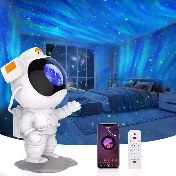 Proyector De Astronauta Bluetooth Y Luz Nocturna LED Para Ambiente De Dormitorio Figura De Aurora Y Luna Accesorios Para Altavoz Bluetooth - 1