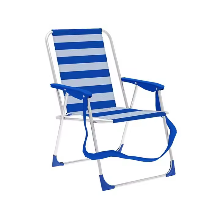 Marbueno Silla Plegable Aluminio Rayas Azul y Blanco Playa y Piscina 53X56X78 cm 10312 - 1