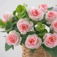 Vaso De Flores Artificiales Para Decoración De Hogar Jardín Exterior Navidad Rosas Silken Eucalipto Hojas Plantas Falsas Para Bodas Y Fiestas - details 11