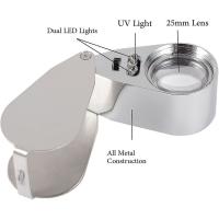Lupa plegable de metal con aumento de 40x y luz LED y ultravioleta. - details 1