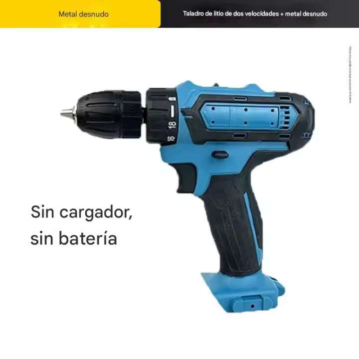 Taladro Eléctrico Profesional 2 Velocidades + 3 Funciones (Perforación, Impacto, Pulido) - Kit Completo con Accesorios para Bricolaje, Construcción y Hogar - 1