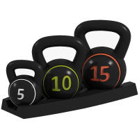 SPORTNOW Pesas Rusas de 2,2kg 4,5kg 6,8kg Kettlebell de Fitness Relleno de Arena con Mango Ancho Antideslizante para Ejercicios y Entrenamiento en Casa y Gimnasio Negro - details 0