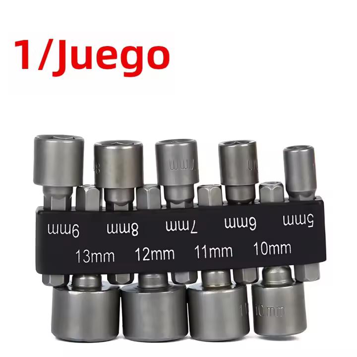 Juego De 9 Piezas De Llaves De Fijación Y Destornillador De Mano Con Herramientas De Perforación 5-13mm Juego De Llaves Métricas De 1/4" De Abrazadera De Acero Cromo Vanadio - 1
