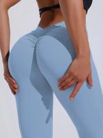 Pantalones De Yoga V-Forma Alta Rebound Levantamiento De Caderas Pleated Sudaderas Entrenamiento Correr Fitness Leggings De Yoga Para Mujer Cintura Elástica Material Poliéster Sin Bolsillos Transpirables Y Cómodos - details 17