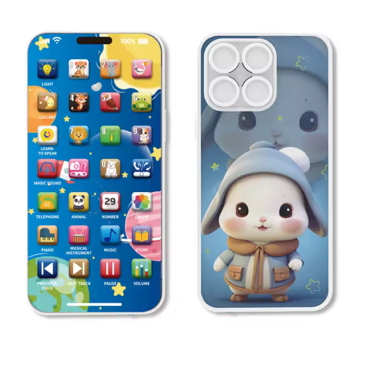 Juguete Educativo Para Bebés Teléfono Musical Multifuncional Máquina De Sonidos Recargable Por USB Regalo De Teléfono Móvil Para Niños Y Niñas Aprendizaje Temprano - 1