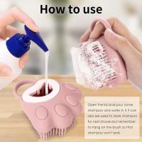 Cepillo de Baño para Perros y Gatos, Dispensador de Champú para Mascotas de Silicona Suave Cepillo de Ducha para el Lavado de Perros y Gatos de Pelo Corto y Largo (Rosa en forma de pata) - details 1
